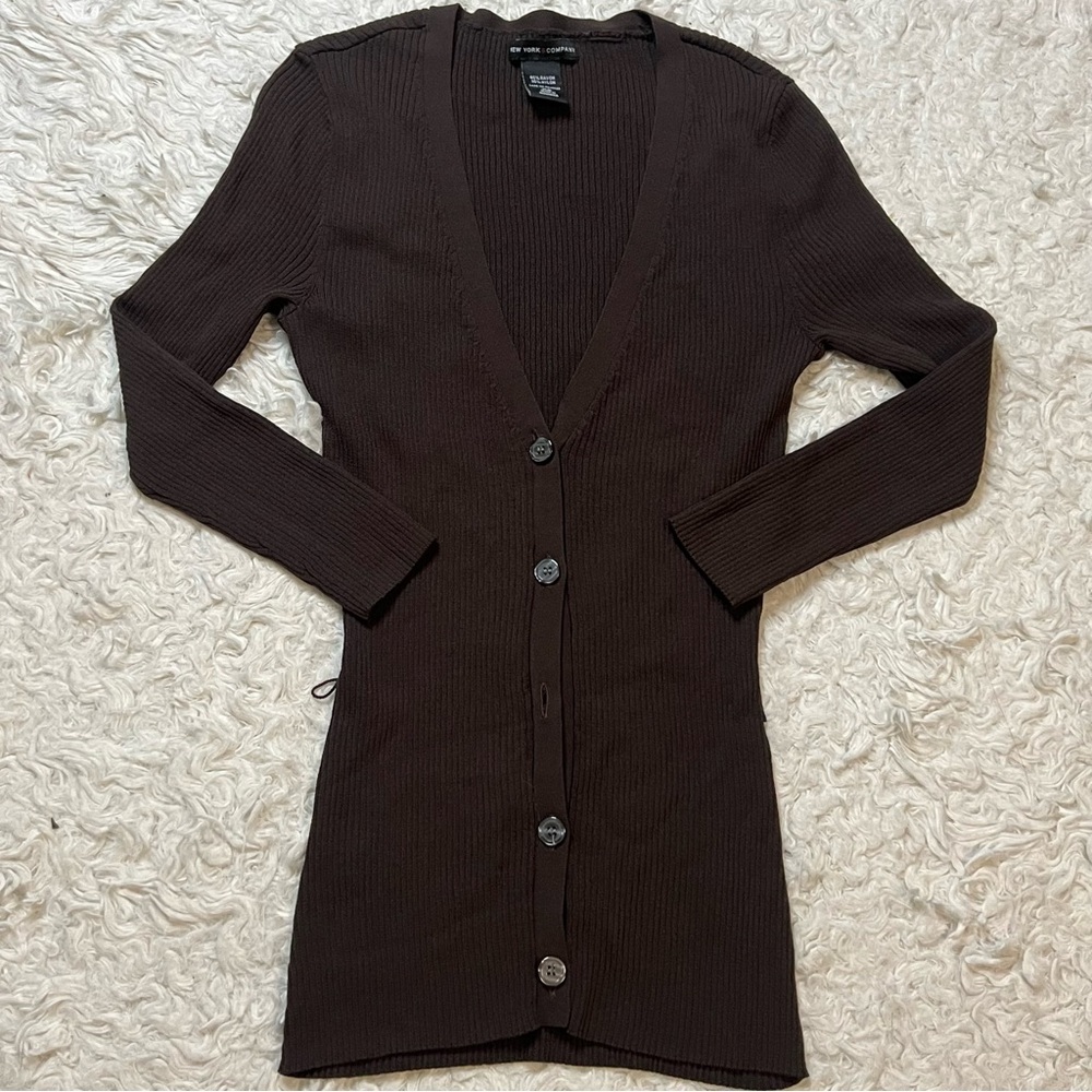 New York & Company Chocolate Knit Cardigan